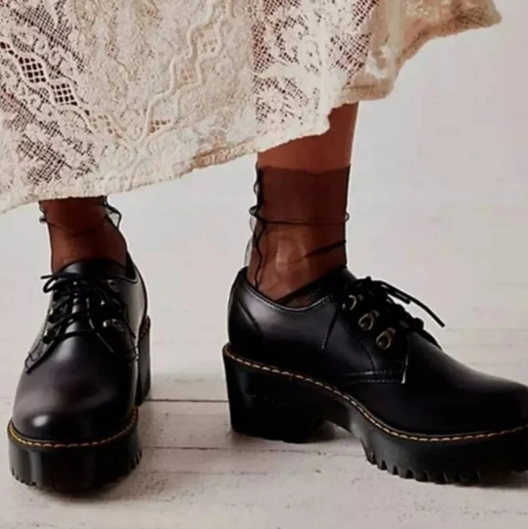 Dr. Martens Shoes - Dr. Martens Leona Lo Vintage smooth leather heeled shoes 9 black Grunge Punk